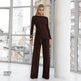 Conjunto Blusa e Calça Malha Joey Marrom