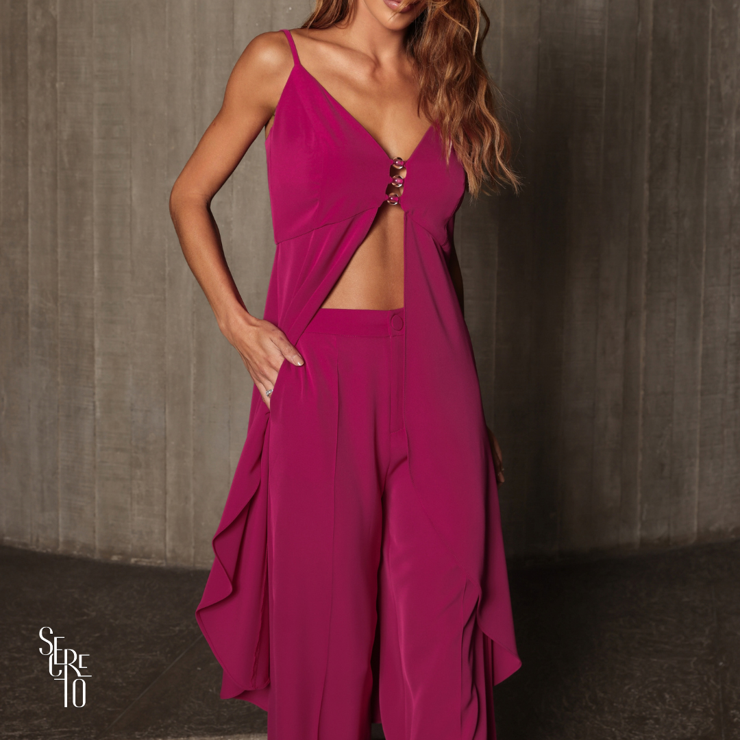 Conjunto Detalhe Bolinha Carla Fucsia
