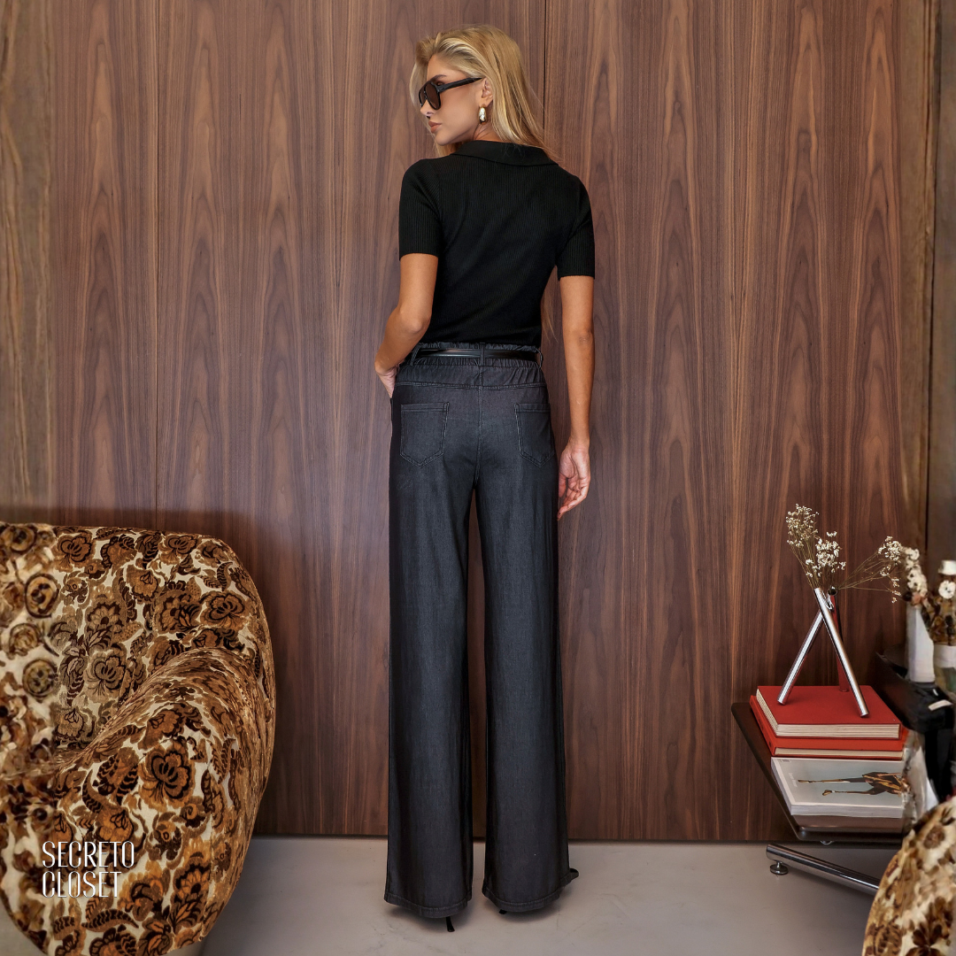 Calça Cos Elástico Marlene Azul Jeans