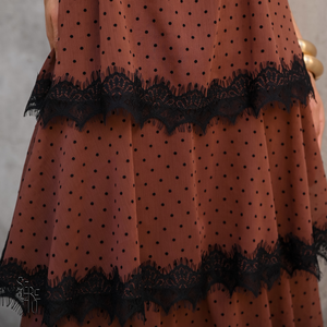 Vestido Longo Poé Renda Lolla Marrom