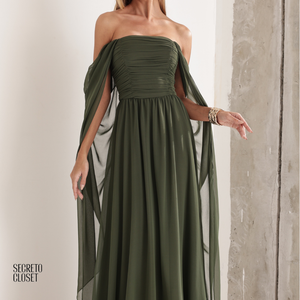 Vestido Longo Tqc Cauda Moana Verde Militar
