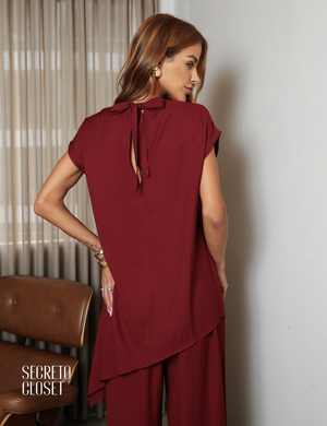 Blusa Túnica Assimétrica Susan Vinho