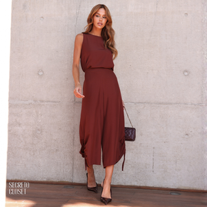 Conjunto Blusa e Calça Amarração Mirela Marrom