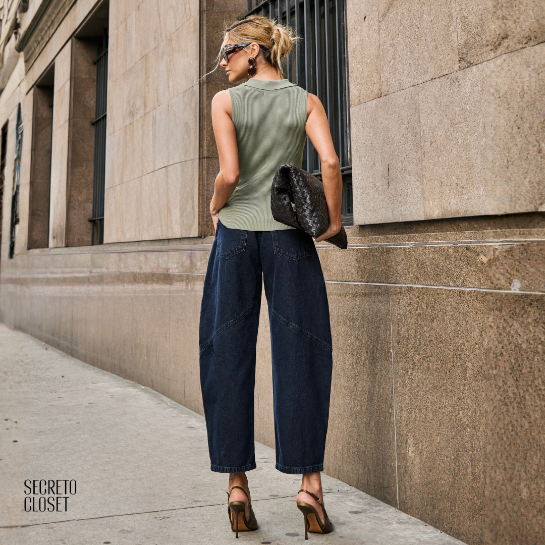 Calça Jeans Barrel Helena Escuro