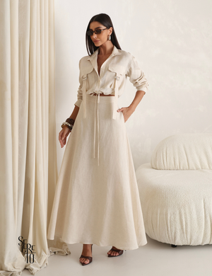 Conjunto Camisa e Saia Linho Giovanna Natural