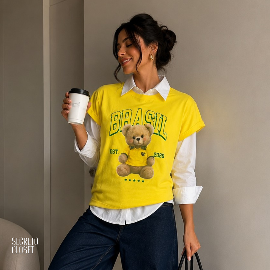 T-shirt Urso Bia Amarelo