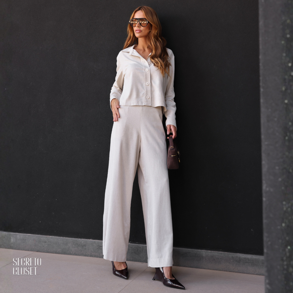 Conjunto Camisa e Calça Linho Alíciah Natural