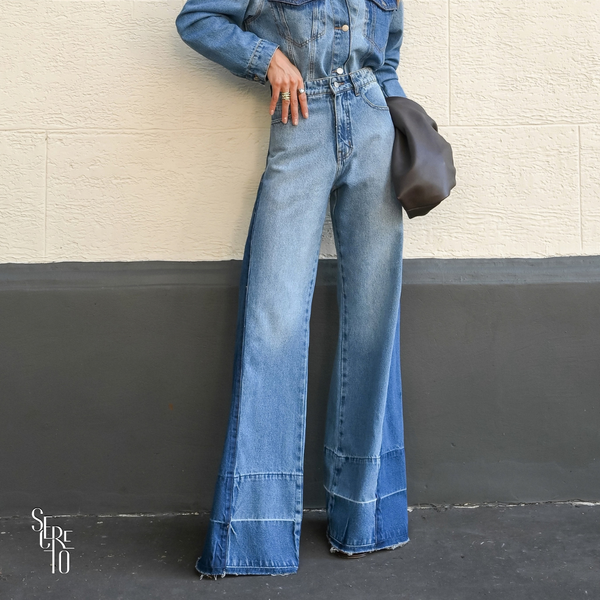 Calça Jeans Bicolor Monica Azul