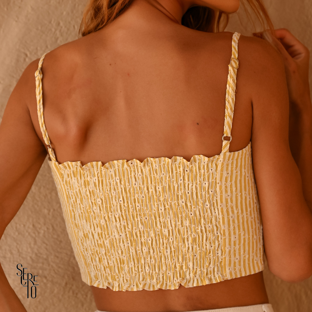 Cropped Listra Bordado Vittoria Camomila