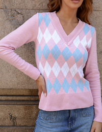 Blusa Sabrina Xadrez Rosa