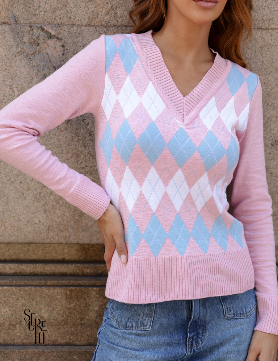 Blusa Sabrina Xadrez Rosa