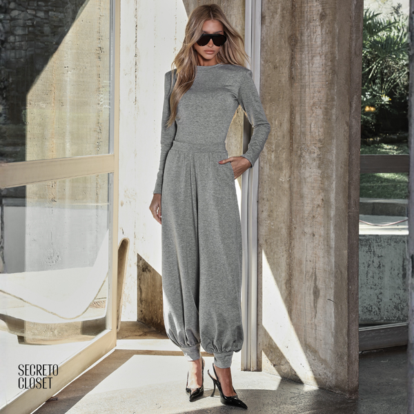 Conjunto Blusa e Calça Moletinho Eleni Mescla