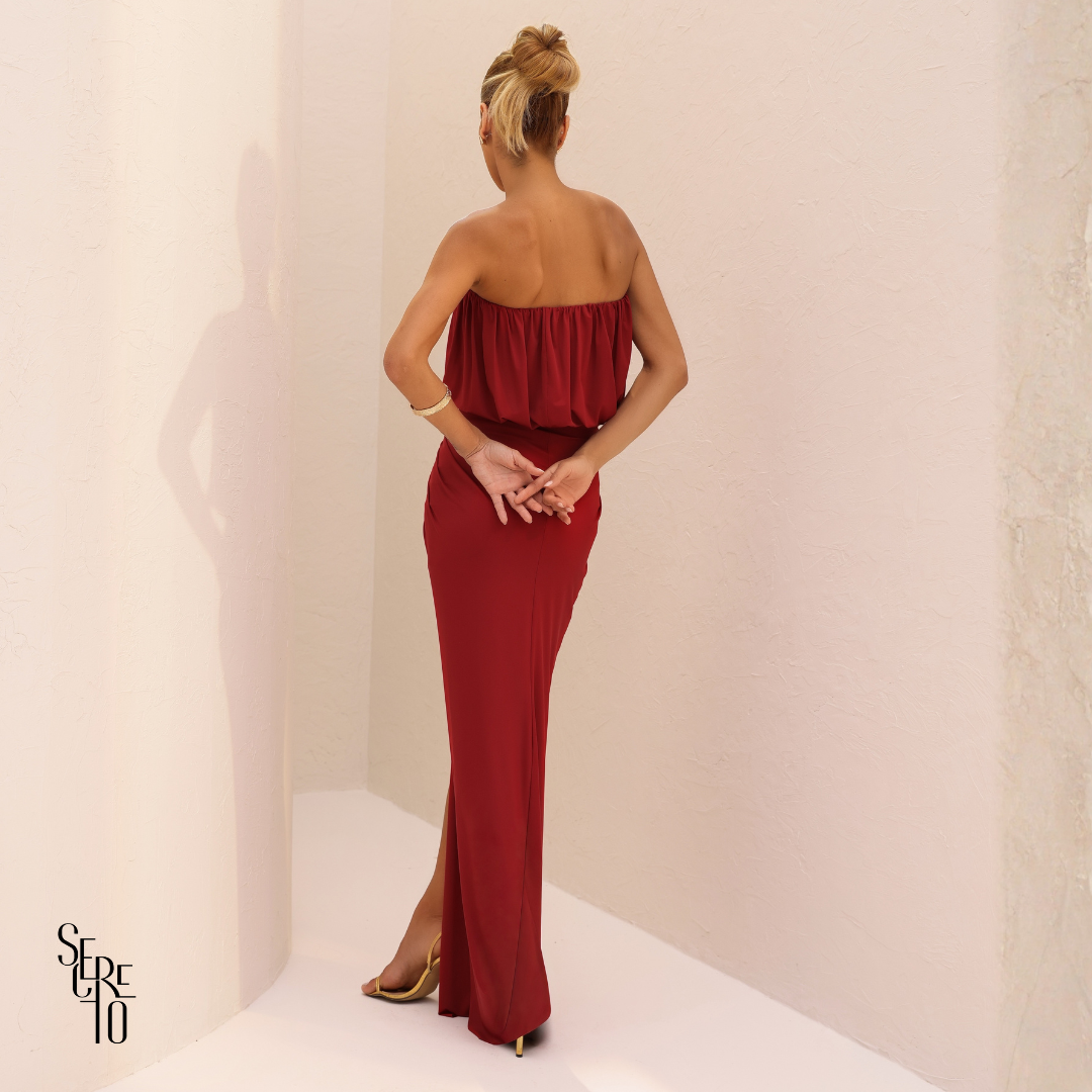 Vestido Longo Fenda Frontal Samara Vermelho