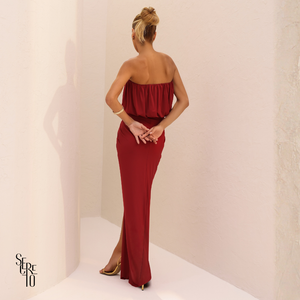 Vestido Longo Fenda Frontal Samara Vermelho