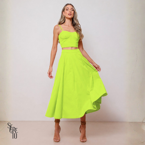 Conjunto Saia Midi Kyle Verde Limão