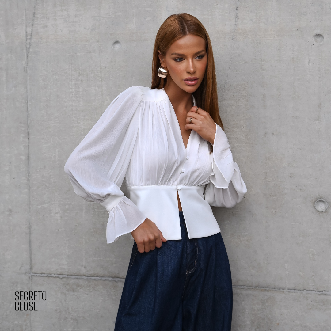Blusa Manga Balonê Elena Off White
