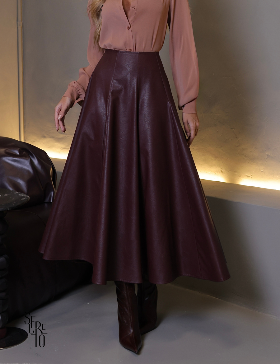 Saia Midi Courino Khris Vinho