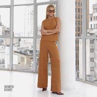Conjunto Regata e Calça Tricô Barbara Biscuit