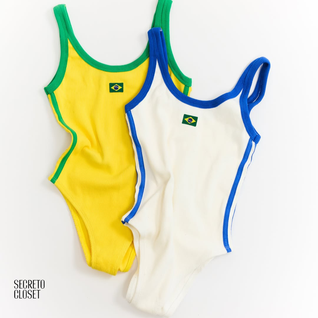 Body Canelado Bicolor Leonor Amarelo