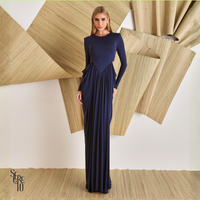 Vestido Longo Manga Longa Jessica Azul Noite
