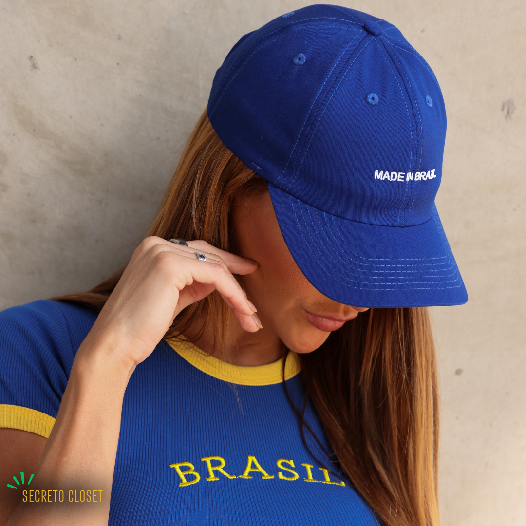 Boné Clássico Bordado Made Azul