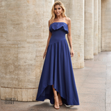 Vestido Longo Busto Pregas Mari Azul