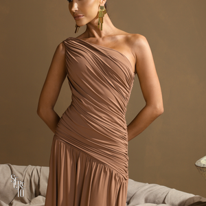 Vestido Longo Assimétrica Esther Biscuit