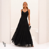 Vestido Tule Franzido Vivi Preto