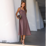 Vestido Midi Alfaiataria Eloise Marrom