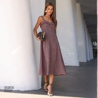 Vestido Midi Alfaiataria Eloise Marrom