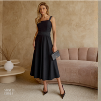Vestido Midi Pesponto Ava Preto