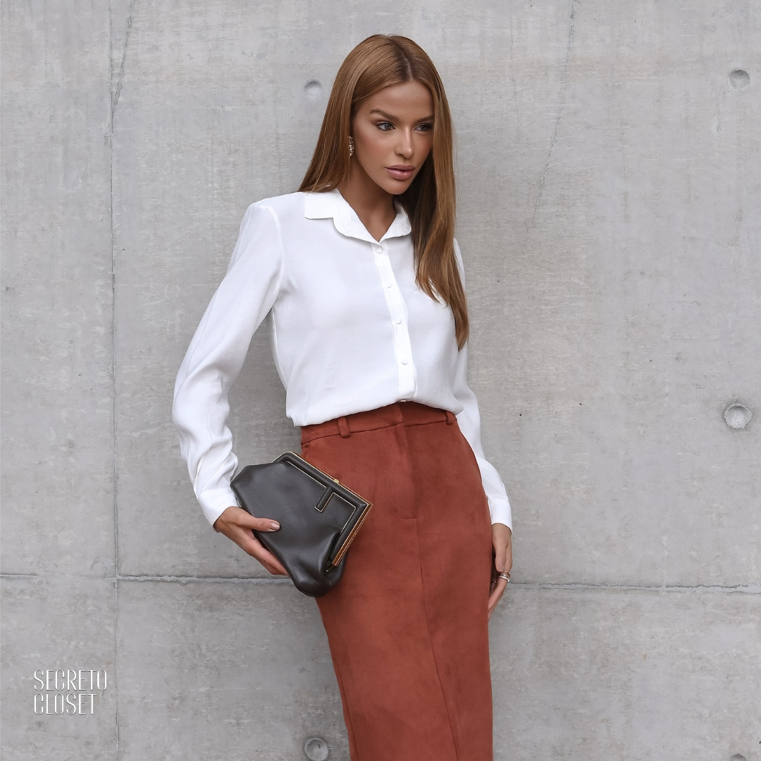 Camisa Punho Pregas Ayumi Off White