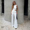 Conjunto Regata e Calça Alfaiataria Aline Off White