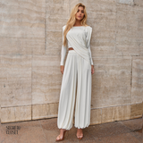 Conjunto Blusa Drapeada e Calça Aladin Johanna Off White