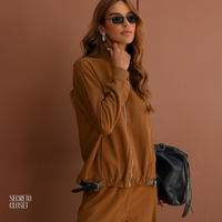Jaqueta Bomber Fivelas Monica Marrom