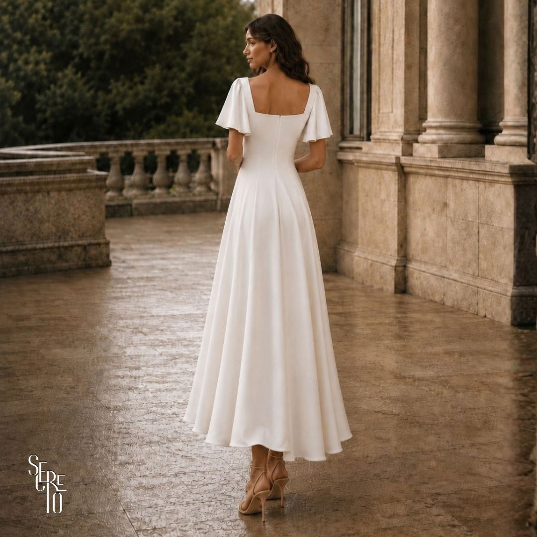 Vestido Longo Manga Sino Julia Branco