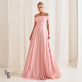 Vestido Longo Drapeado Com Faixa Zelia Rosa Claro
