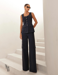Conjunto Regata e Calça Pesponto Bibi Azul Marinho
