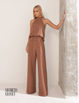 Conjunto Blusa e Calça Viés Dana Camel