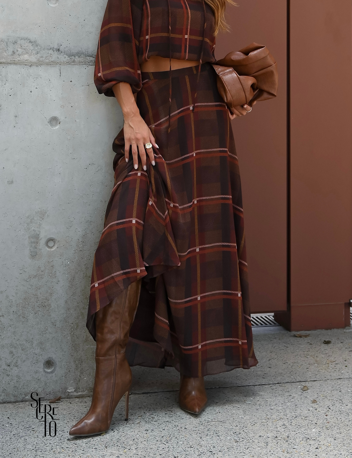 Saia Longa Evasê Carla Marrom