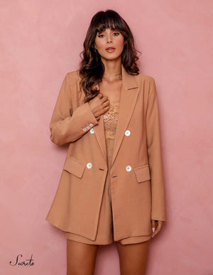 Max Blazer Veneza Botões Caramelo
