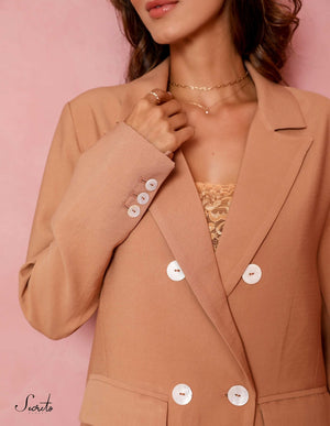 Max Blazer Veneza Botões Caramelo