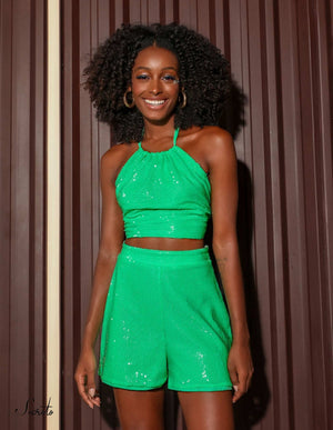 Shorts Madonna Paetê Verde