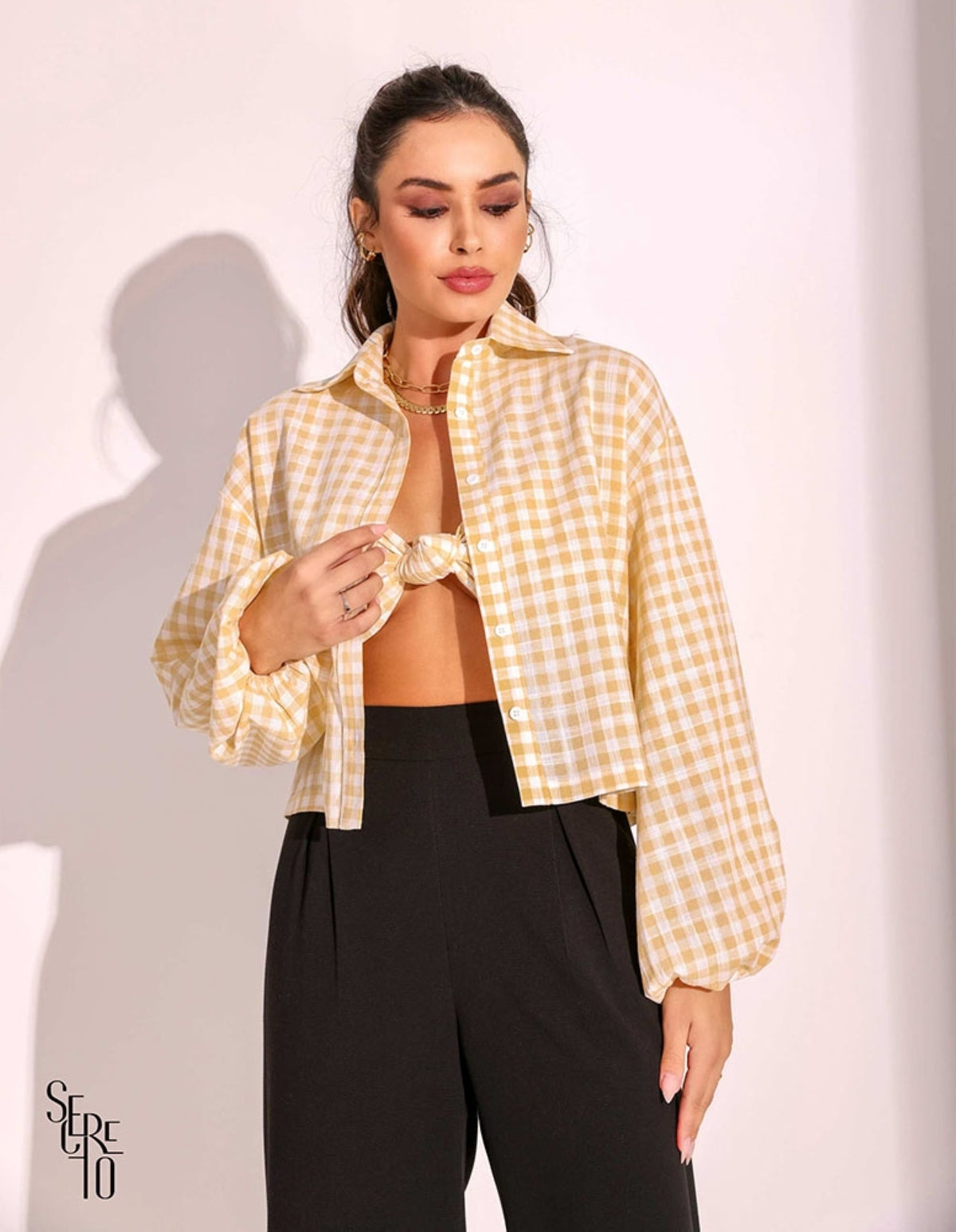 Camisa Xadrez Luna Amarelo Claro