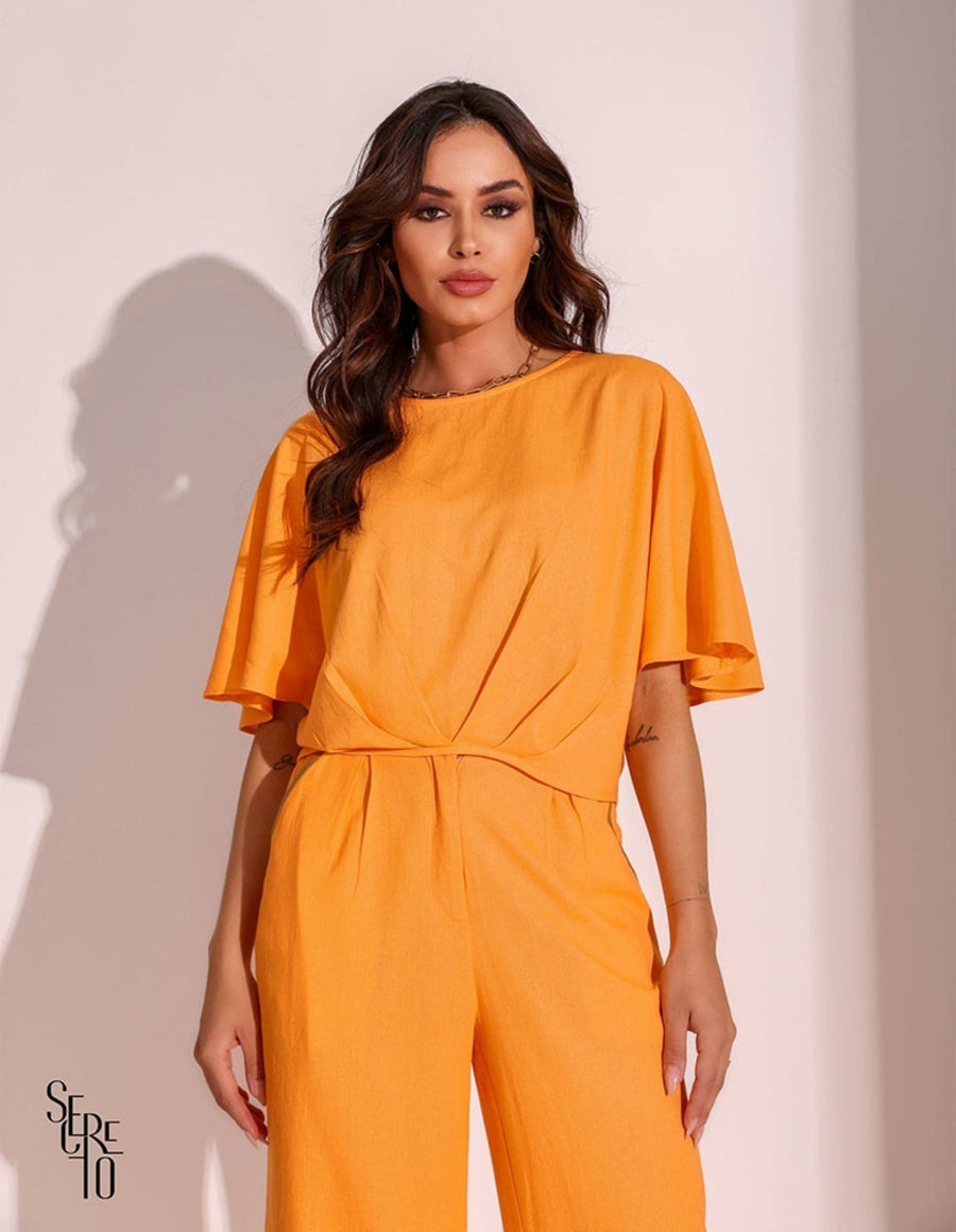 Blusa Erica Pregas  Tangerina