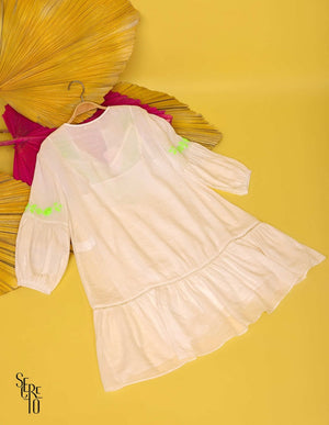 Vestido Bata Federica Bordado Verde Neon