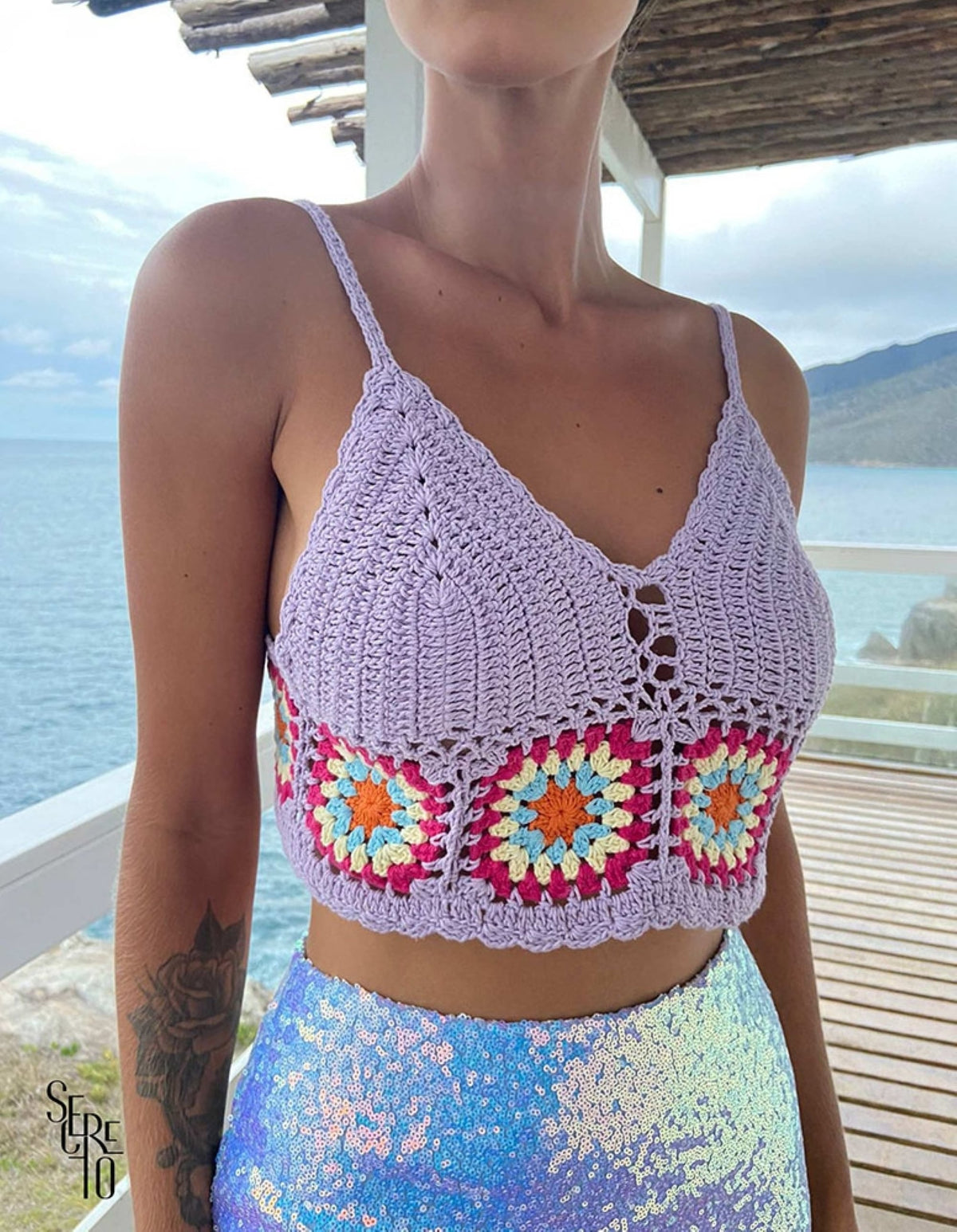 Cropped Crochê Eloá Lilás