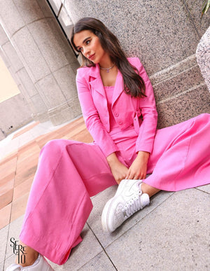 Blazer Cropped Addison Cinto Rosa