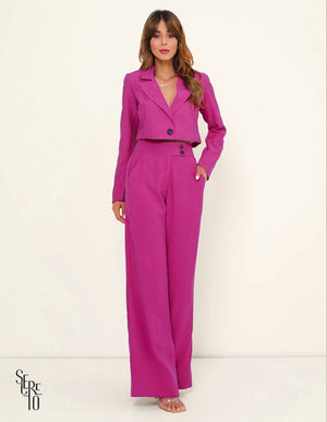 Calça Pantalona Mirela Botões Rosa