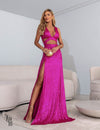 Vestido Longo Paetê Dominique Pink
